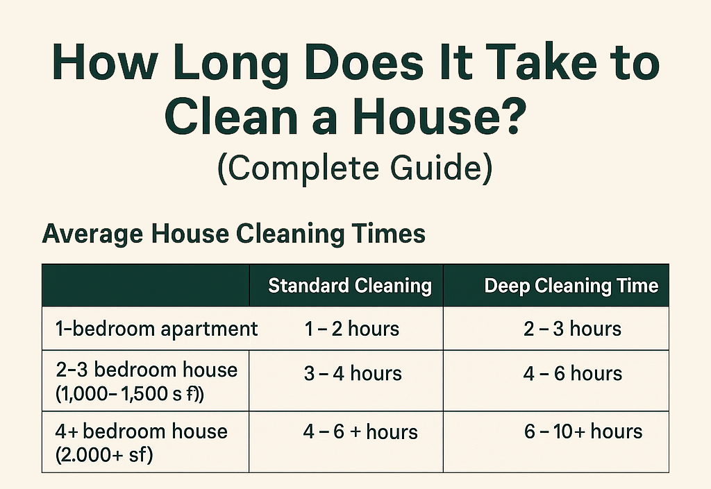 How Long Does It Take to Clean a House? | House Cleaning Time Guide